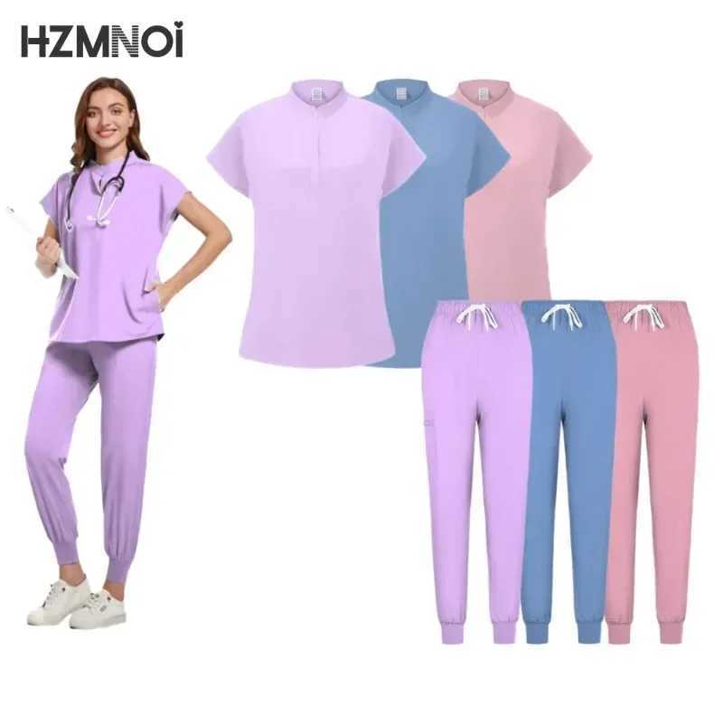 Multicolor Jogger Short Slve Lab Spa Mens High Quty Slim Fit Stretch Breathable Scrub Clothing Women Scrub Medical Uniform X250410