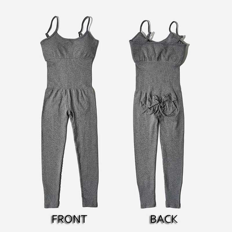 Womens track yoga set seamless jumpsuit one-piece fitness exercise jumpsuit sportswear gym set womens fitness suitW250411
