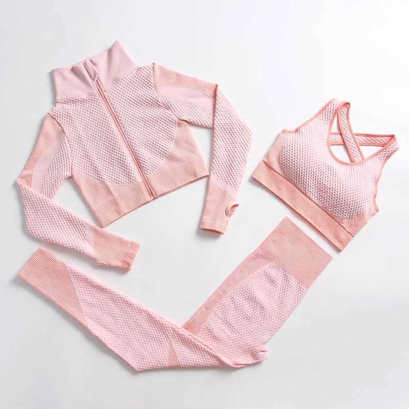 Short pole seamless womens yoga set sportswear gym clothing fitness long sleeved crop high waisted leg sportswearW250411