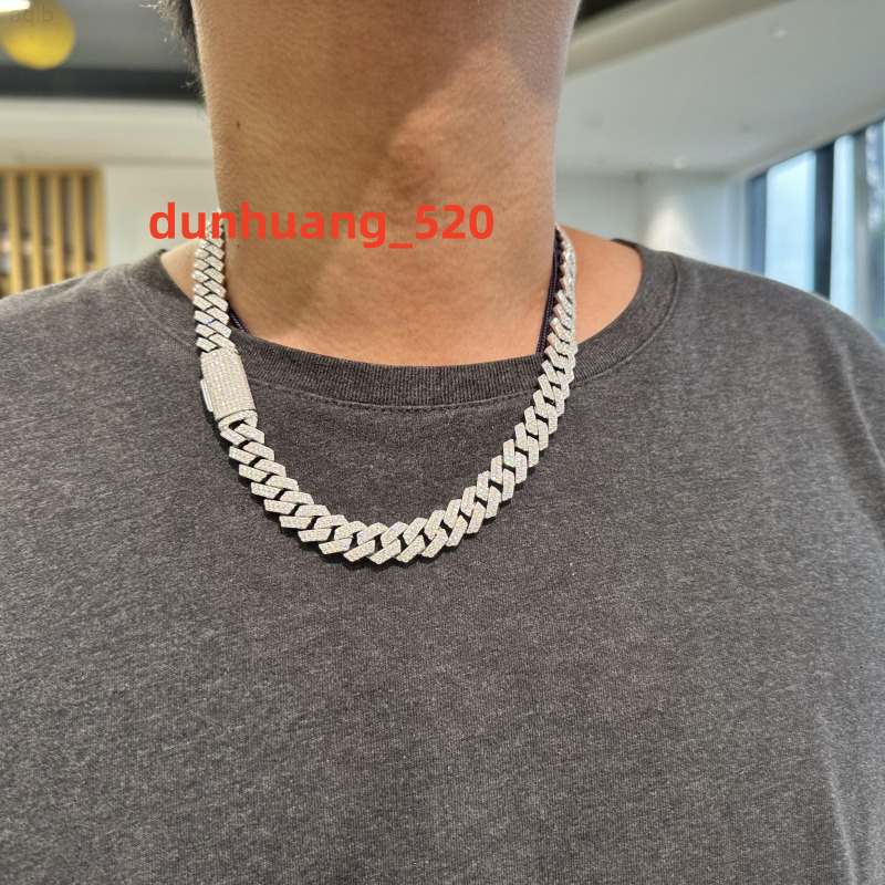 Hop Iced Out Vvs Moissanite Miami Gold Cuban Link Chain Solid 925 Sterling Silver 12mm Cuban Chain for Men