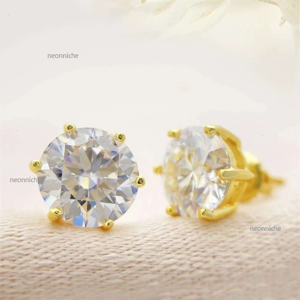 pass dia tester vvs1 moissanite designer for women sterg sier 6 prong stud earrings plated gold mens earring jewelry valentines day gift