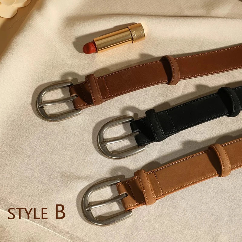 Casual Genuine Leather Belt Suede Cowhide Belts for Women Wide Elegant Dress Jeans Waistband Silver Buckle Girdle 251110