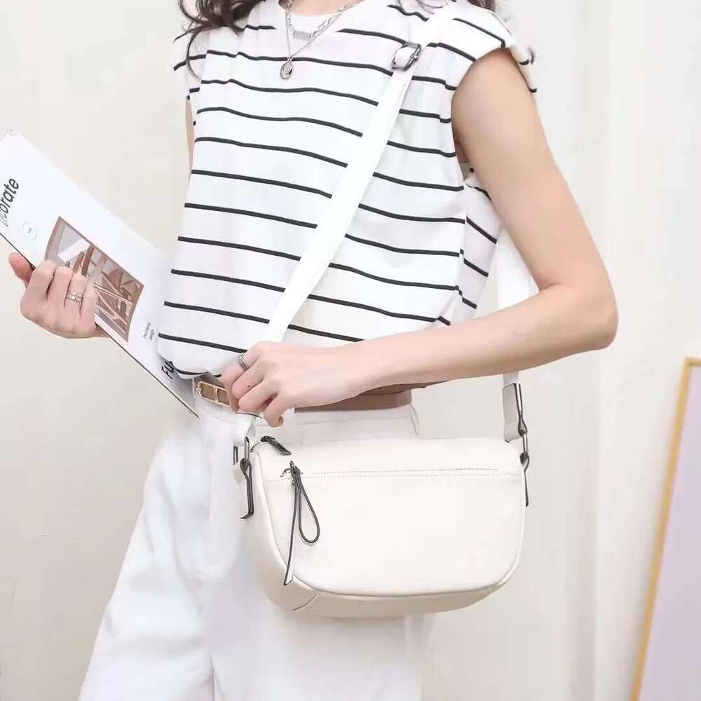 First Layer Cowhide Cow Leather Women's Fashionable Single Shoulder Crossbody Bag Ladies' Solid Color High Quality Handbag
