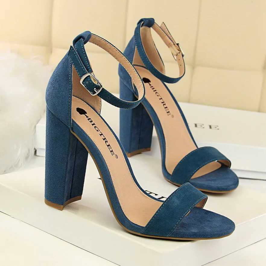 Summer Womens 9.5cm High Heels Sandals Yellow Nude Purple Gladiator Square High Heels Pump Block Platform Bridal Elegance 0509-1XJ250410