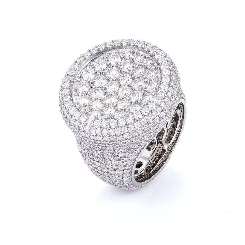 Hip Hop Ring 925 Silver Inlay D Color VVS Moissanite Ring Fashion Trend Full Diamond Men and Women Ring