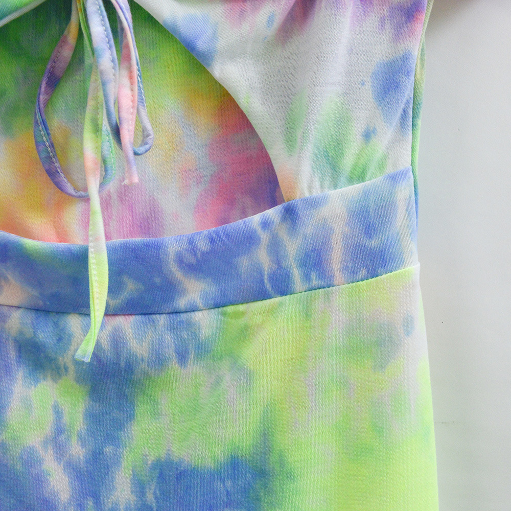 5530 Sexy Off Shoulder Open Navel Tie Dye Dress