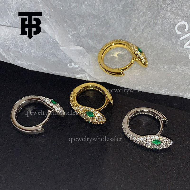 TB BHULAMTE Designer Serpentine Inlaid Zircon Earrings Sweet Girl Lightweight Luxury High End Ring Earrings Fashion Simple Women's Jewelry Valent