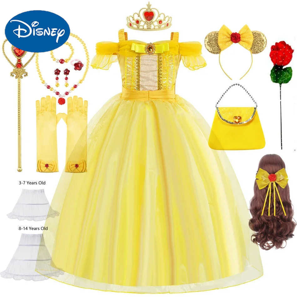 Disney Childrens princess costume Halloween beauty and beast cosplay Fancy Bella Dress childrens ball dress Belle costume girlXJ250411