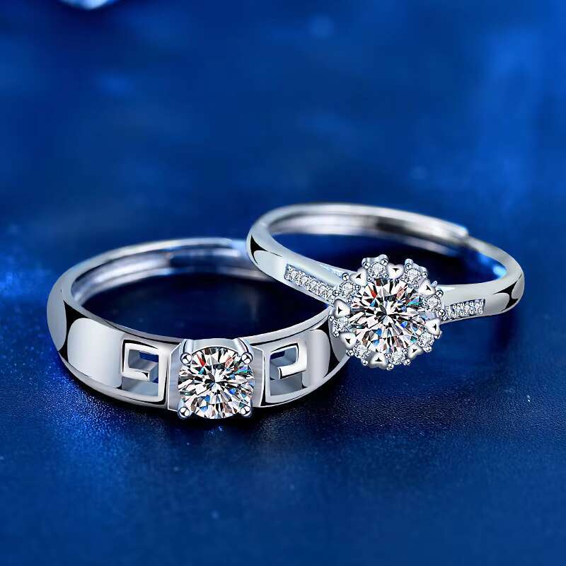 Original Mosan Diamond 925 Sterling Silver Couple Ring Niche Design Hoop Spell love Open Diamond Ring for Men and Women
