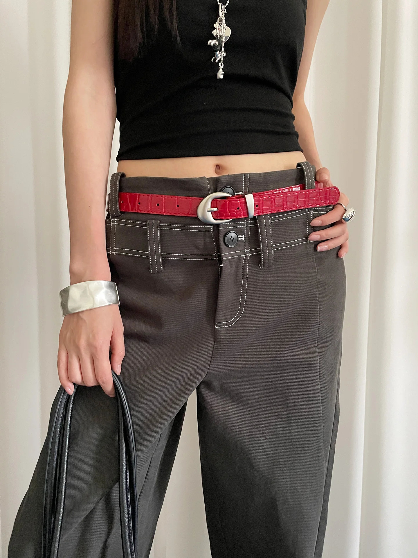 HighEnd Pattern Red Thin Belt For Women 2025 Niche Fashion Belt For Skirts And Jeans 251031