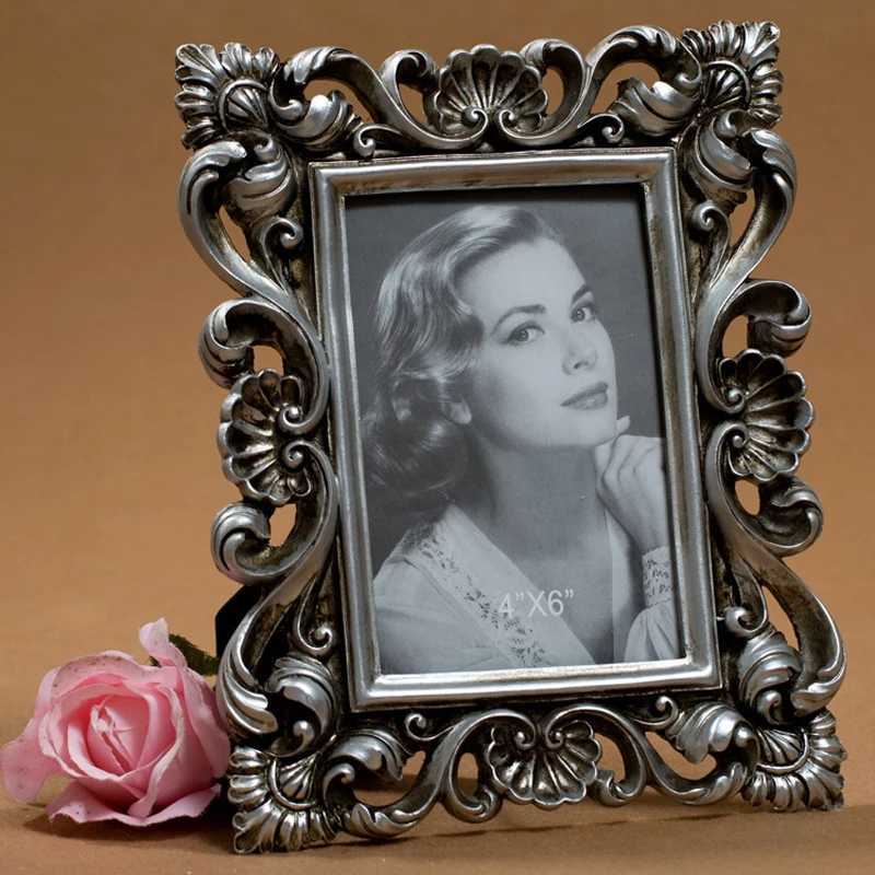 Retro Vintage Rose Luxury Resin 6 7inch Photo Desktop Picture Frame Holder Home Decor L251110 H260306