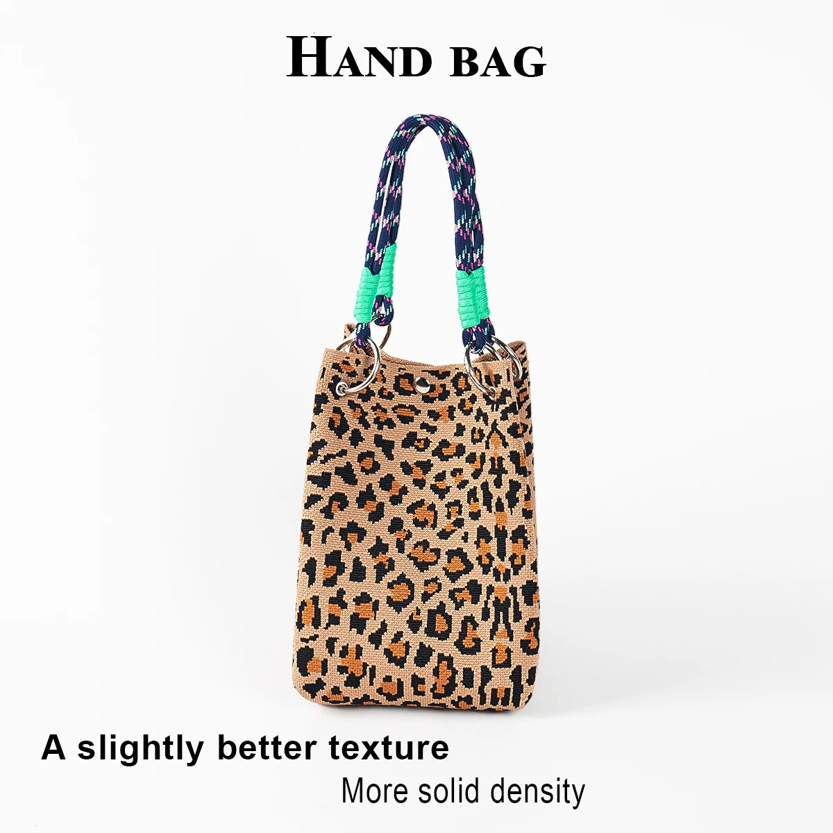 Vintage Mature Leopard Print Statement Knit Tote Bag Suitable for Womens Daily Commute Shopping Camping Travel Carrying Books Phone 251110