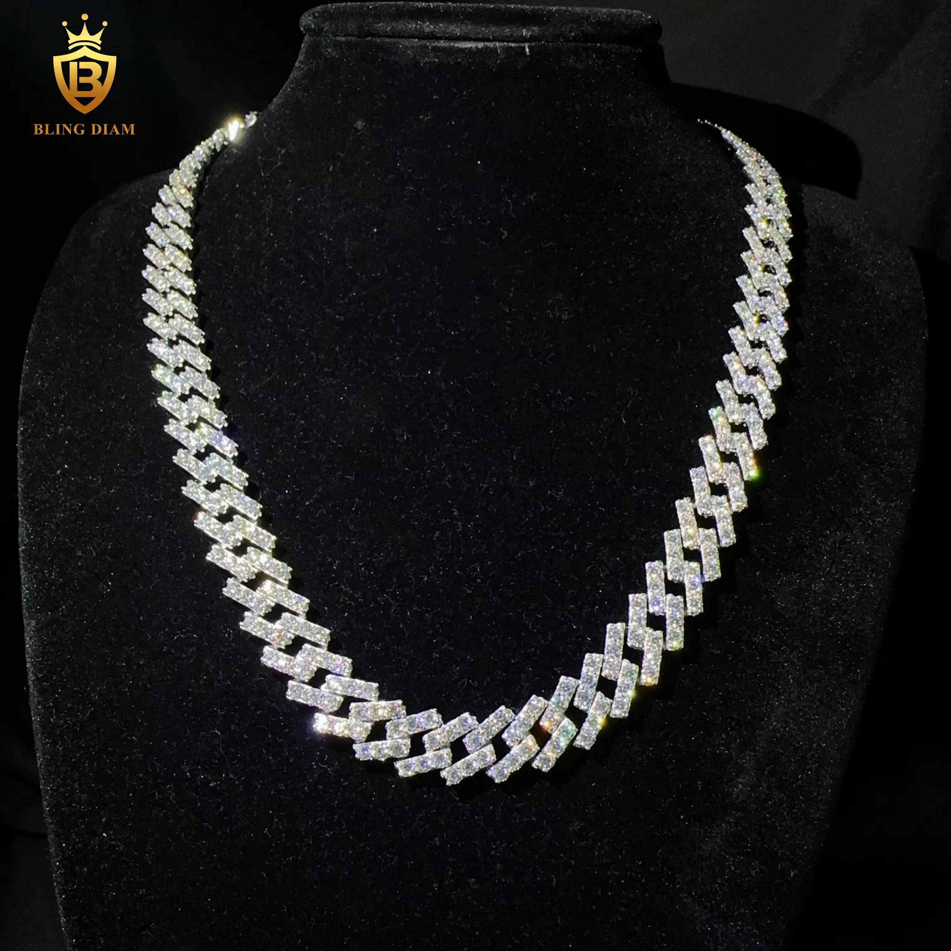 126mm GAR Certificated Iced Out Hip Hop Jewelry VVS Moissanite Diamond Sterling Silver 925 Miami Cuban Link Chain Necklace