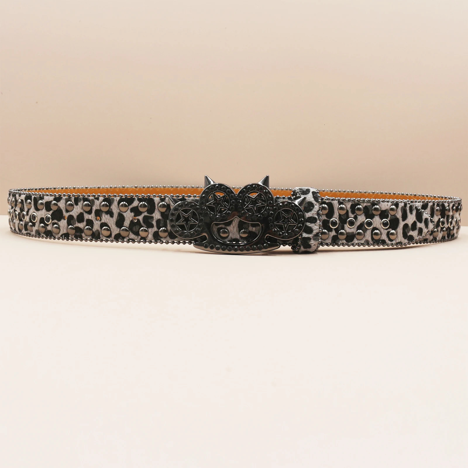 Leopard Cats Paw Fashion Rhinestone Studded Belts with Diamonds Female Y2K Accessories Gothic Style bb Belt For Women 251110