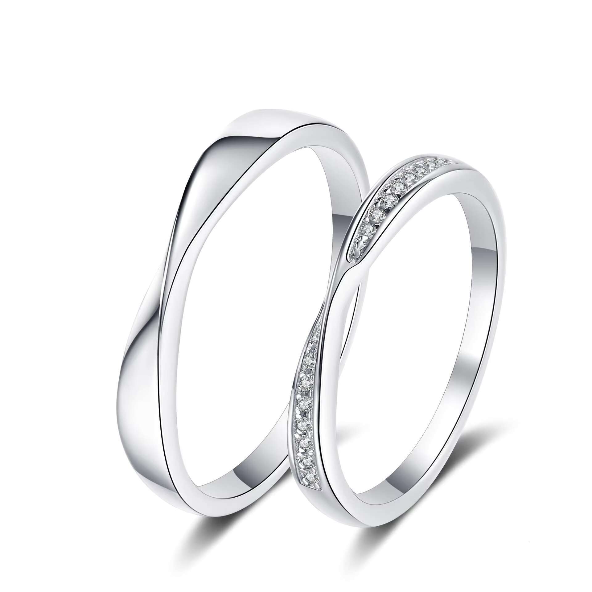 Wholesale Direct Sales S925 Valentines Day Gift Mosan Stone Full Diamond Twist Male and Female Couples Ring