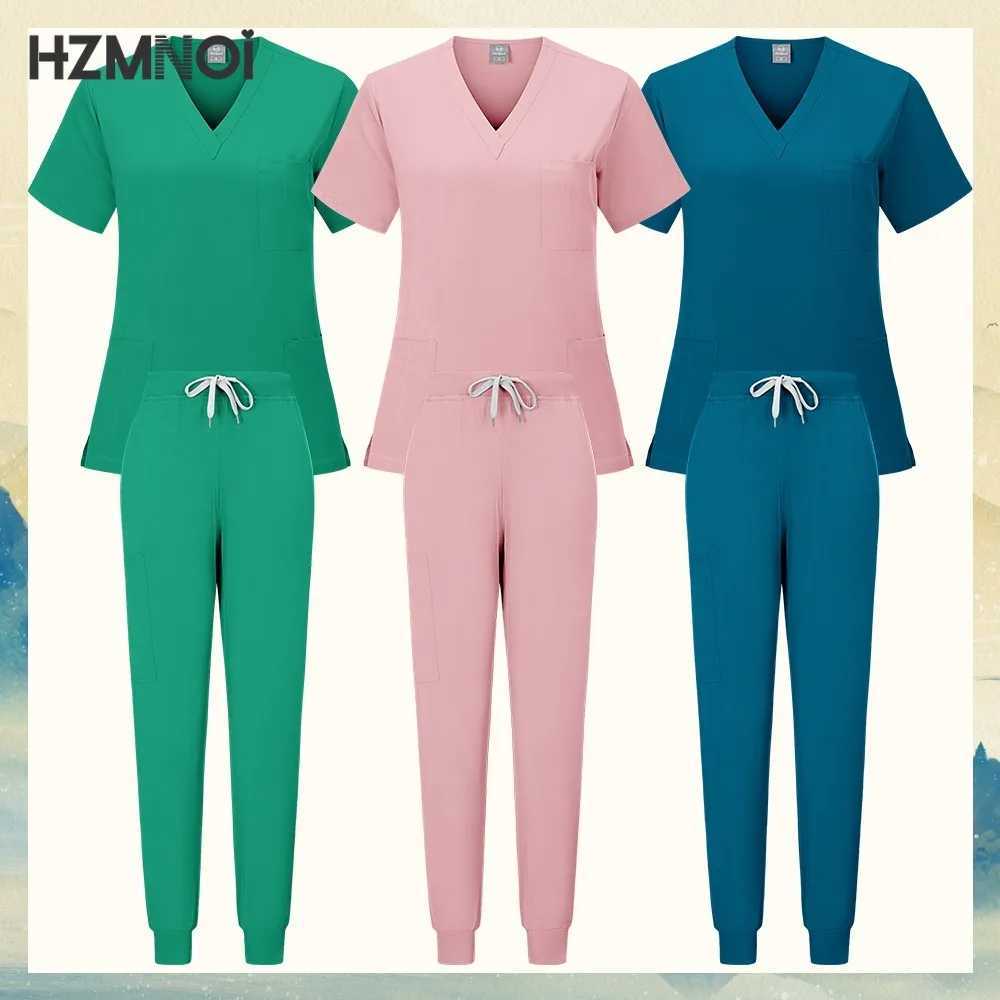 New Nurse Uniforms Elasticity Tops Pants Woman Man Scrubs Set Straight Trousers Dental Hospital Clinic Workwear Medical Uniforms X250410