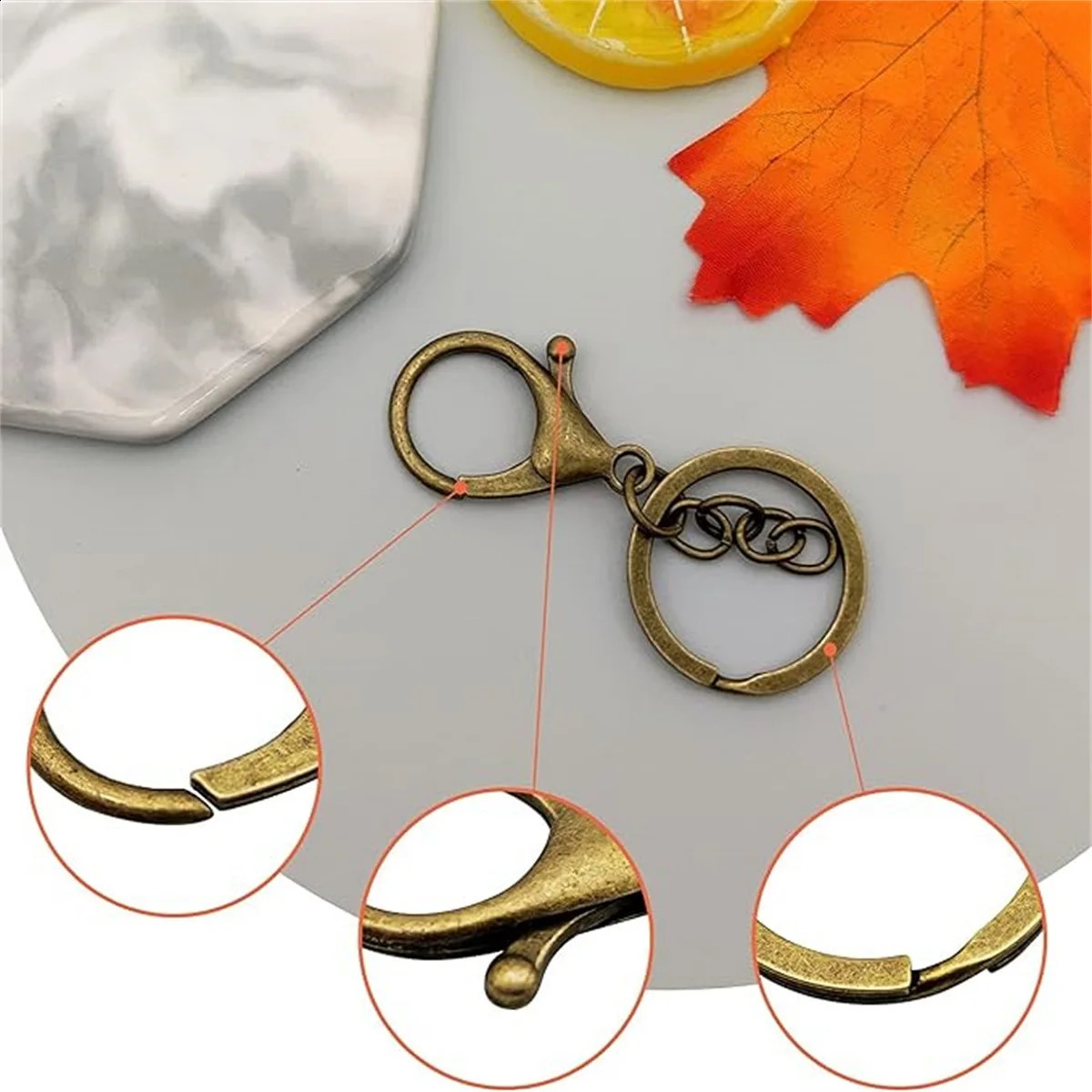 50 pieces of metal buckles with chain switch spring hooks equipped keychain suitable for DIY craft manufacturing 250410