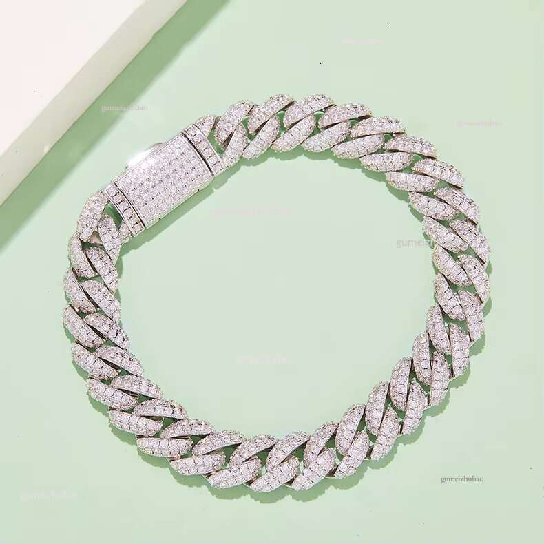 VVS Moissanite Dia 10mm Width Cuban k Chain Unisex Sier Iced Out Necklace Bracelet For Men Parties
