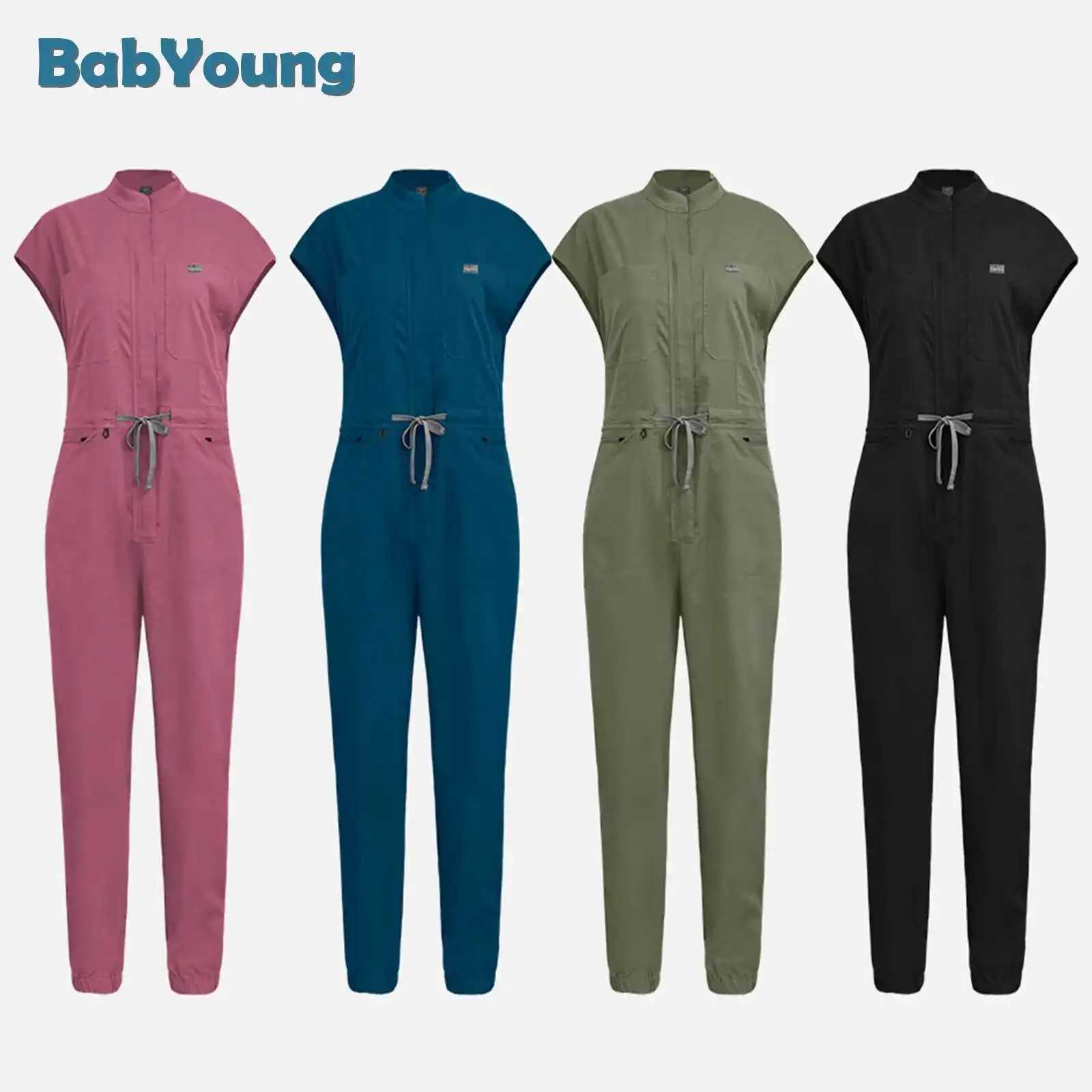 New integrated high-end medical frosted bracket collar fly Slve zipper operating room doctor nurse nursing work clothes X250410