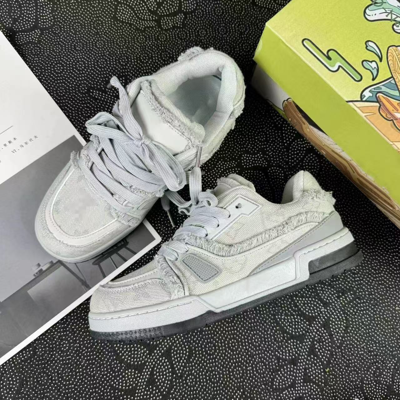 grey pink denim beard edge bread shoes female couple niche sports casual shoe men 36-44 outdoor sneaker