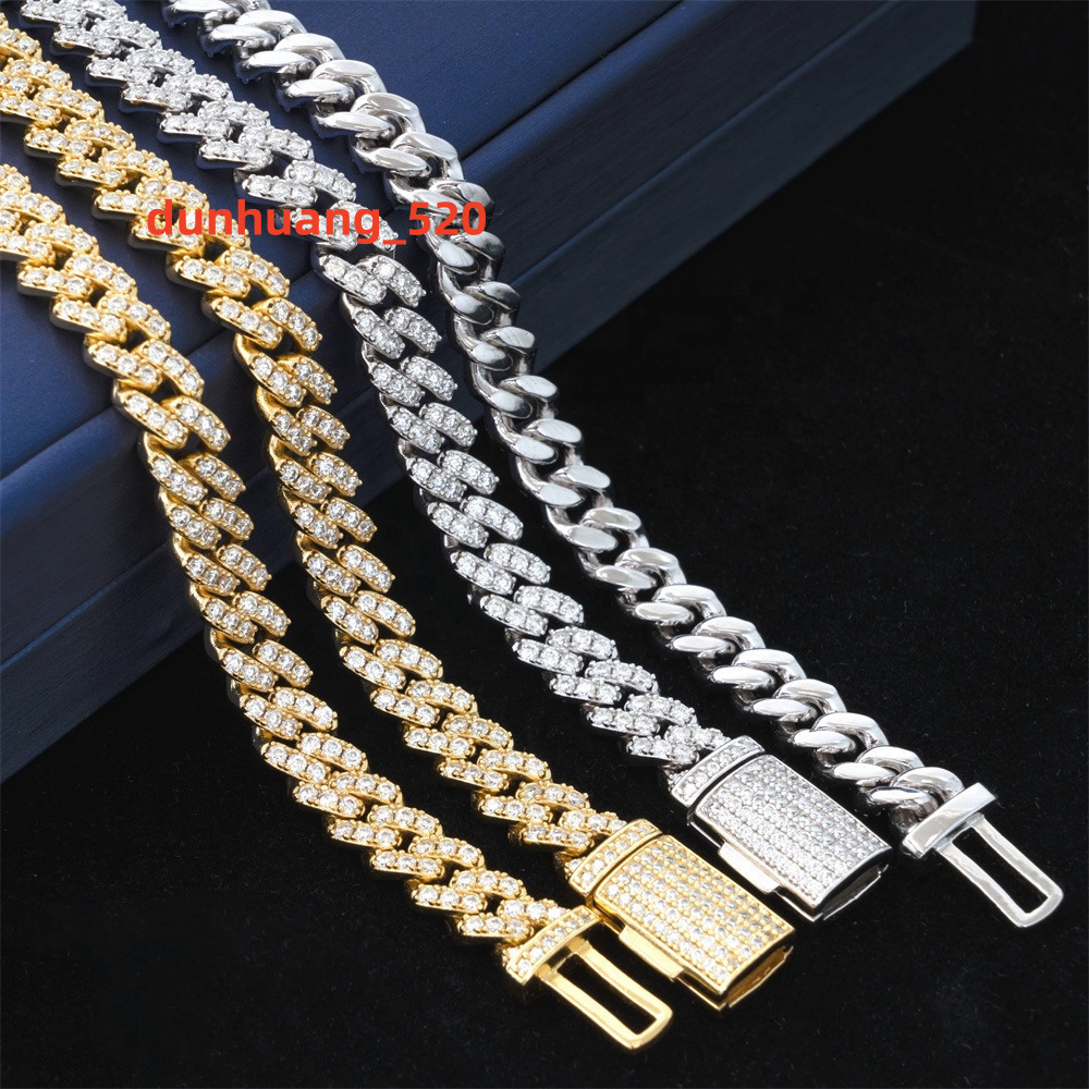Hip Hop Jewelry Necklace Vvs Moissanite 925 Sterling Silver Women Rose 8mm Iced Out Miami Cuban Link Chain