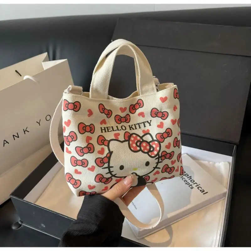 Sanrio Girl Cartoon Canvas Handbag Hello Kitty Student Sweet Kawaii Shoulder Bag Versatile Portable Backpack Travel Handbag New H251111