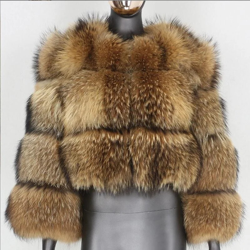 Faux Fur Coat Womens Jacket Winter Fashion Warm Thick Raccoon Leather Brown Plus Size Especially Cold 251103