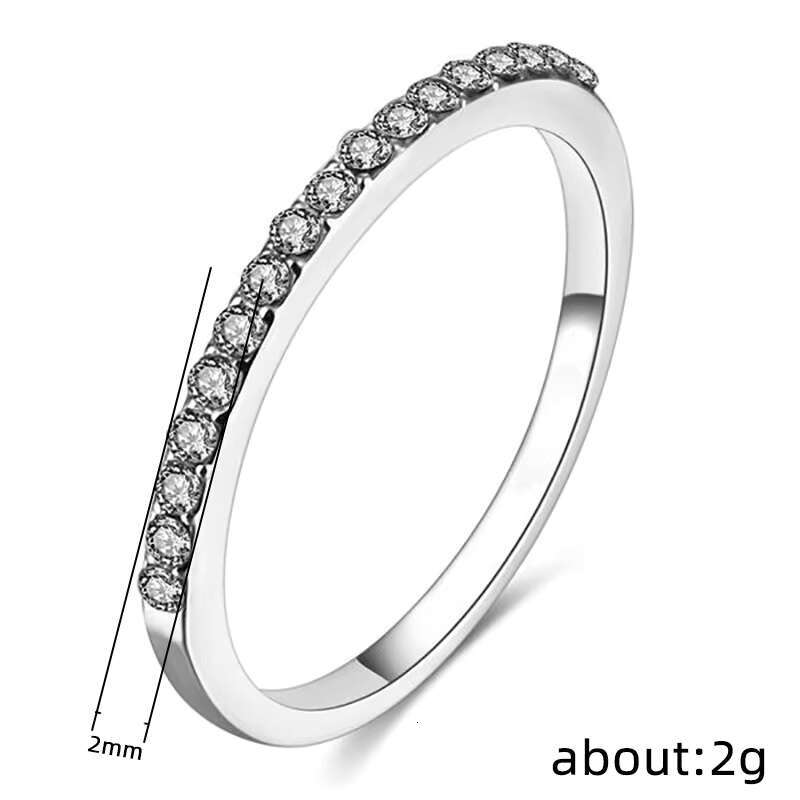 Fashionable and Versatile Minimalist Womens Micro Inlaid Zircon Ring