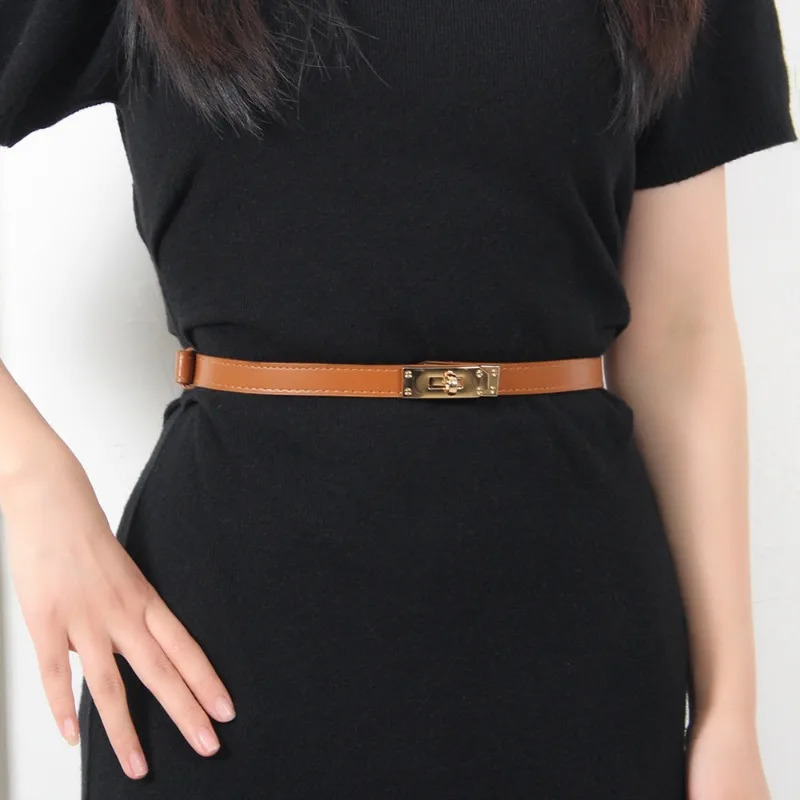 2025 Womens Adjustable Thin Belt - Korean Style Slim Waist Strap for Dresses Coats Fashion Buckle Lock Delicate Belt 251111