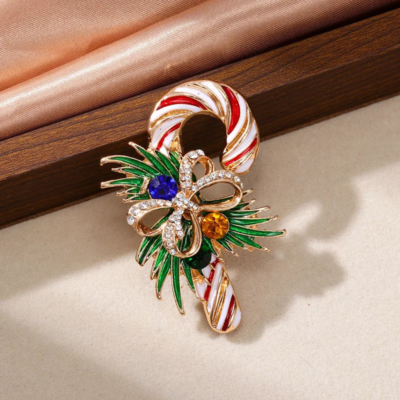 Christmas Colorful Enamel Brooches for Women Unisex Xmas Tree Gift Box Candy Rod Crutch Brooch Pins Party Jewelry 251103