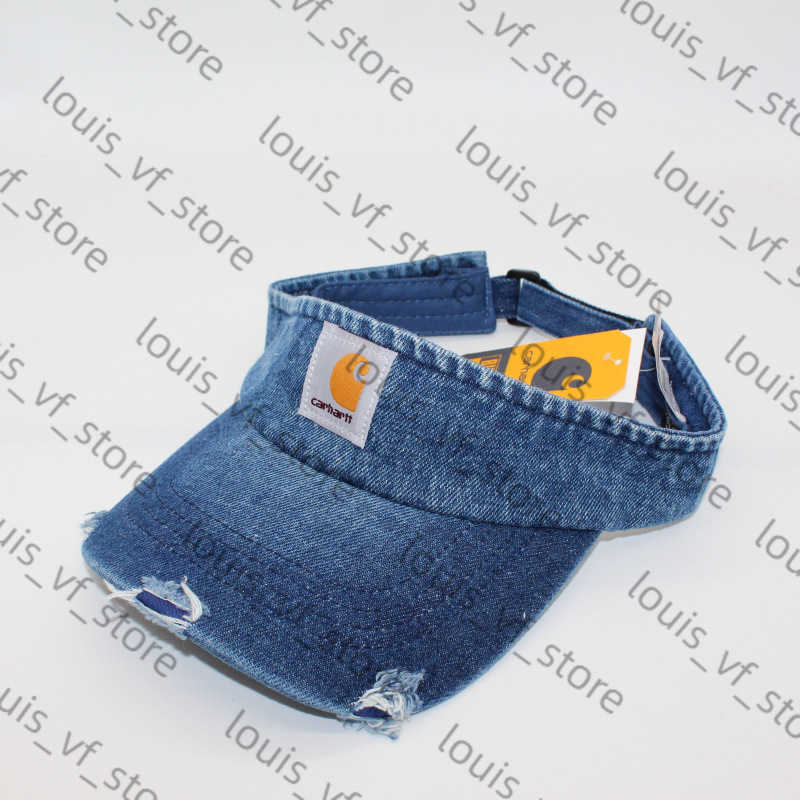 Washed Denim Distressed Hollow Top Hat Summer Sun Protection and Sunshade Versatile Simple Fabric Label Casual H250411