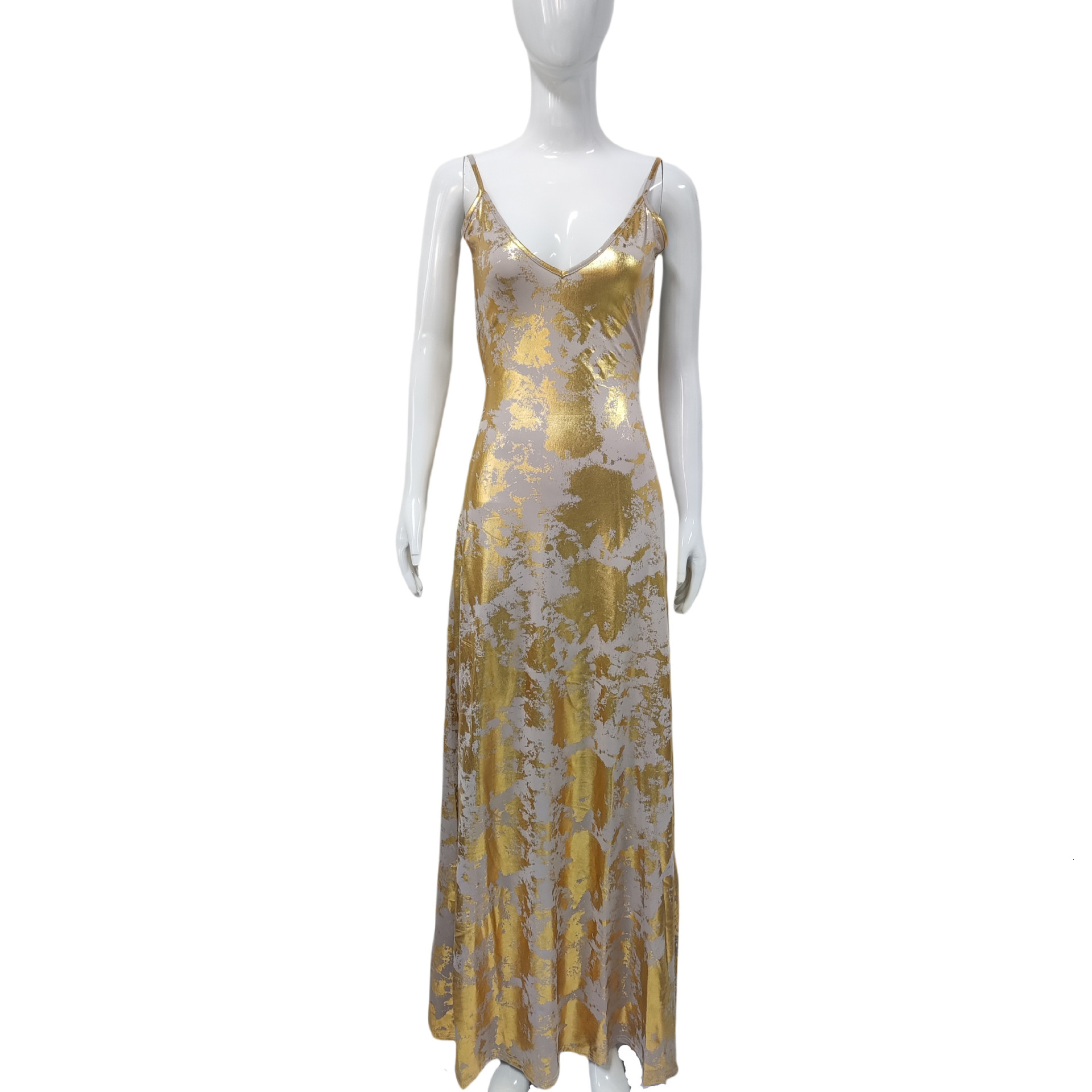 Women's clothing 2025 summer new product fashionable and sexy backless hot stamping suspender dress