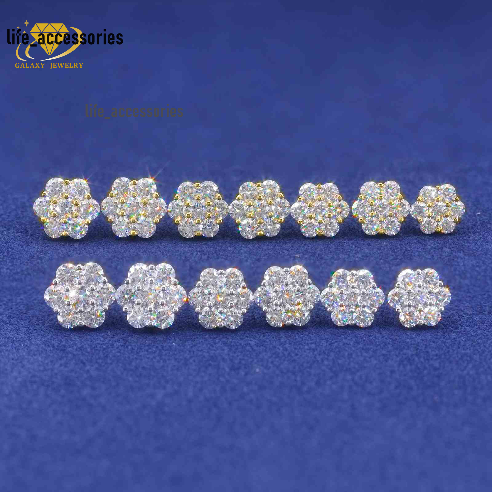 Hot Selling Fine Jewelry Earrings Pass Diamond Tester 925 Silver Flower Cluster Earrings Iced Out Vvs Moissanite Stud Earrings