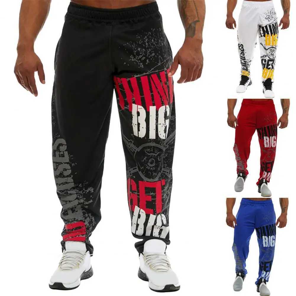 Mens sports pants with digital letter printing mid waist straight running sports pants hip-hop deep crotch loose fit mens sports pantsXJ250410