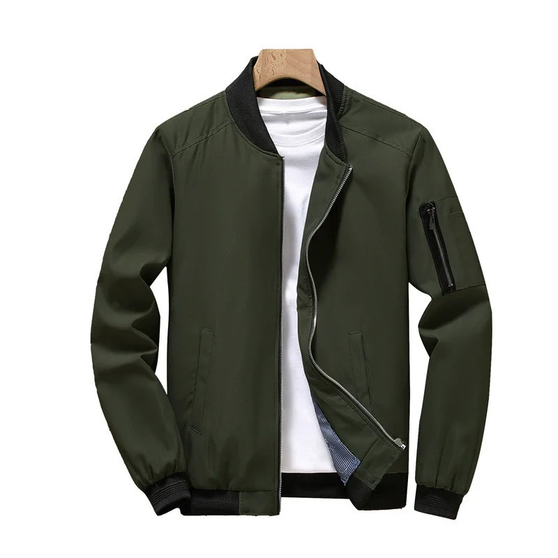 Spring Autumn Men Jacket Pockets Casual Jackets Outdoor Stand Collar Zipper Bomber Overcoat Plus Size Moto Biker Outwear Man 251105