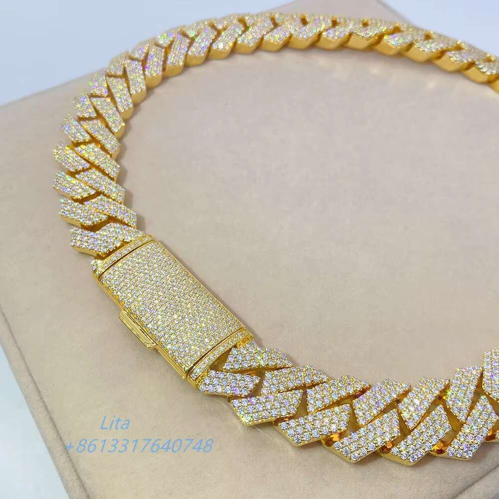 Miami Pass Diamond Tester Vvs Moissanite Diamond Hand Setting 925 Sterling Silver Wholesale Cuban Link Chain