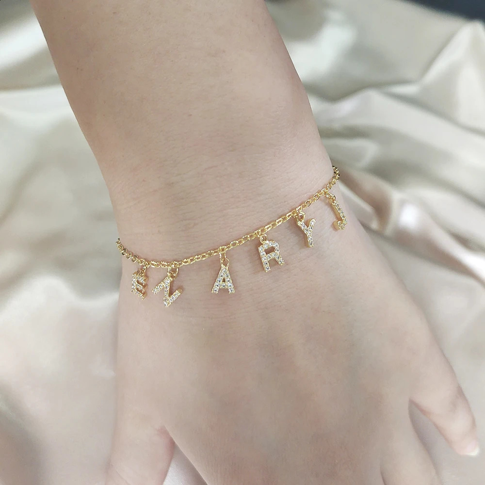 DODOAI Customized 6MM Letter CZ Zircon Bracelet Personalized Customization Name Bracelet Jewelry Name Word Customization Bracelet and Bracelet 250408