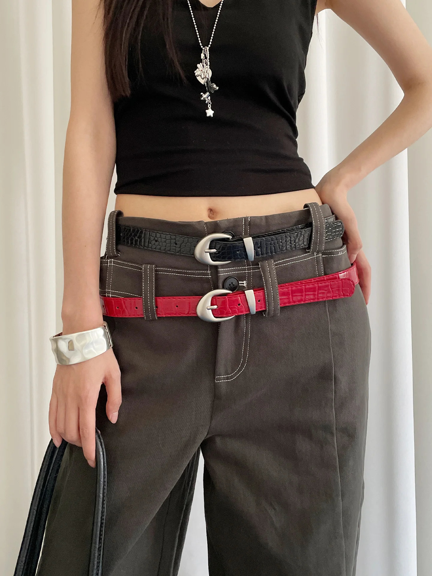 HighEnd Pattern Red Thin Belt For Women 2025 Niche Fashion Belt For Skirts And Jeans 251031