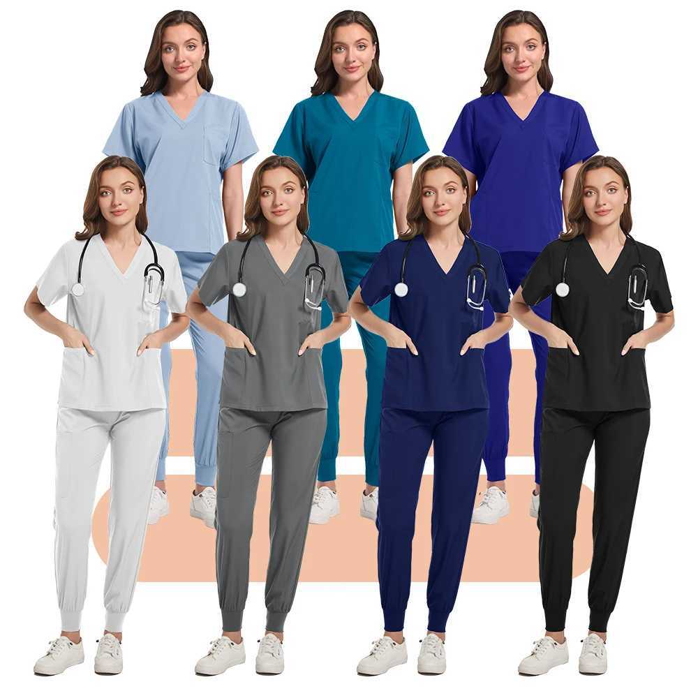 Surgical Uniforms Medical Nurse Scrub Set Woman Beauty Sn Workwear Clinical Scrub Top Jogging Pants Doctor Nursing Tunic Suit X250410