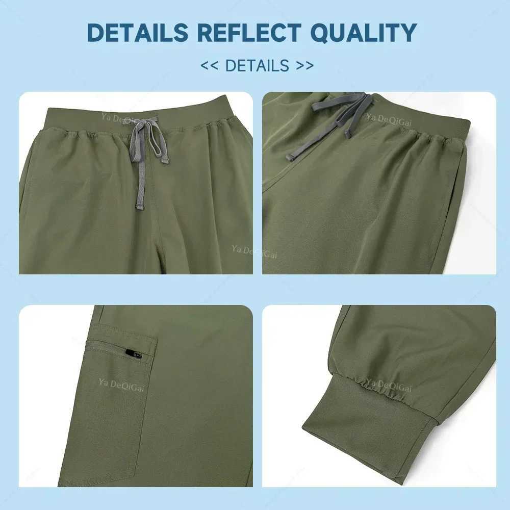 Elastic washer womens set nursing uniform clinical washer set nurse doctor dustproof work clothes medical washer top+jogging pants X250410