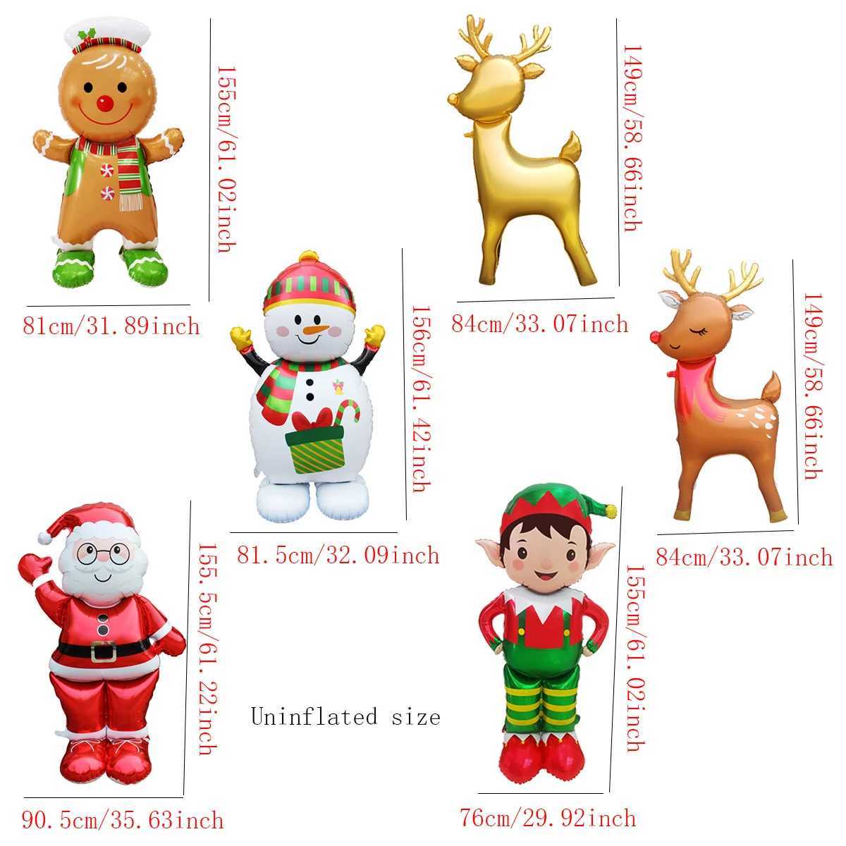 Christmas 1set Giant Stand Pedestal Christmas Theme Foil Balloons Halloween Snowman Santa Claus Tree Elk Balloon Christmas Decorations Y251111