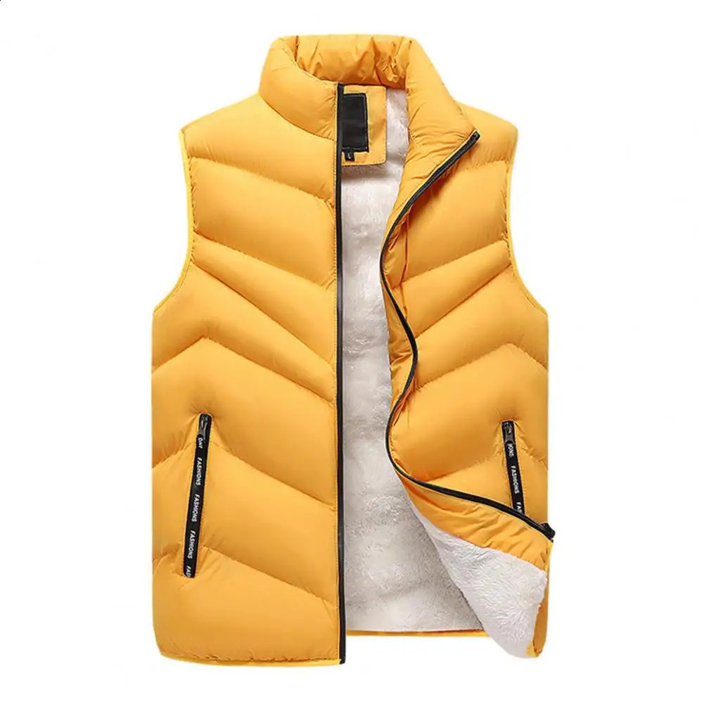 2023 Wool Mens Tank Top Zipper Warm Winter Thick Autumn Sleeve Jacket Orange Black Belt Large 250411Z