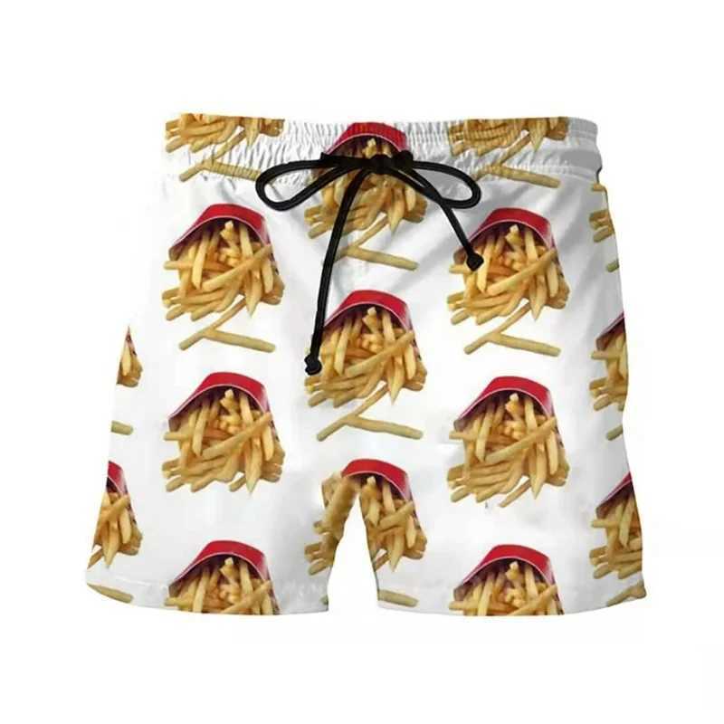 Interesting Fat Beef Hot Dog Mens 3D Printed Shorts Street Hip Hop Beach Shorts Skateboarding Swimming Shorts Womens ShortsW250410