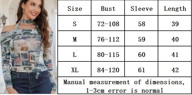 Spicy girl style tie up one shoulder long sleeved slim fitting sexy newspaper print top for women's 2024 Spring and Autumn New T-shirt