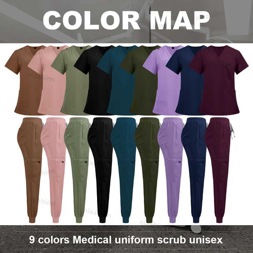 prices Clinical uniforms female hospital workers doctors wearing nursing medical uniforms short Slyved tops jogging pants sets mens clothing X250410