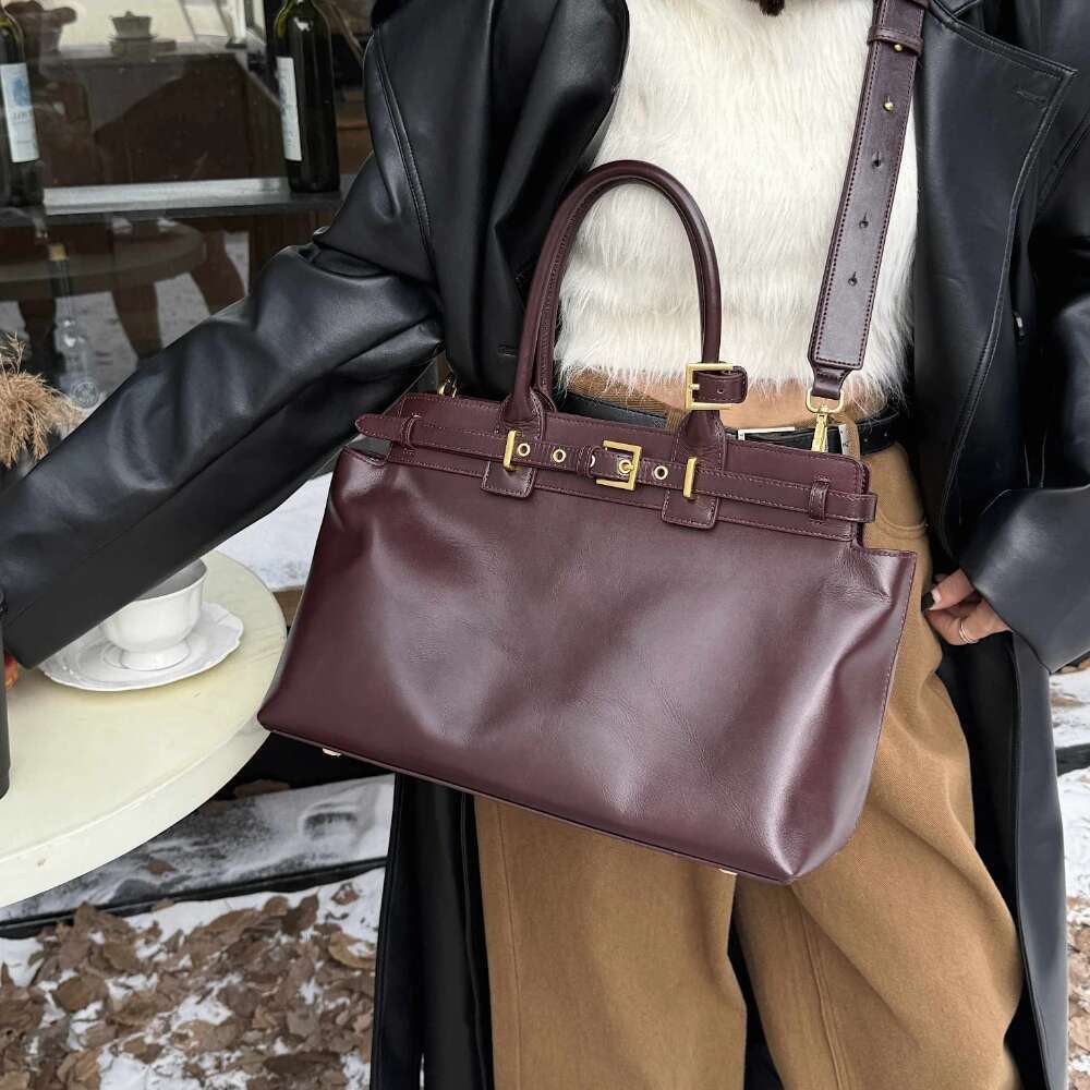 Motingsome Retro Fashion Genuine Leather Bag For Women Shoulder Satchel Designer Handbag Crossbody Large Capacity Tote