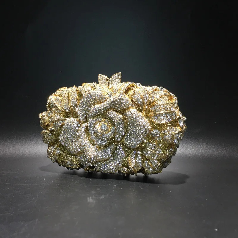 XIYUAN Silver Gold Black Red Colorful Crystal Clutch Purse Wedding Bridal Rhinestone Evening Handbags Party Dinner Banquet Bags 251106