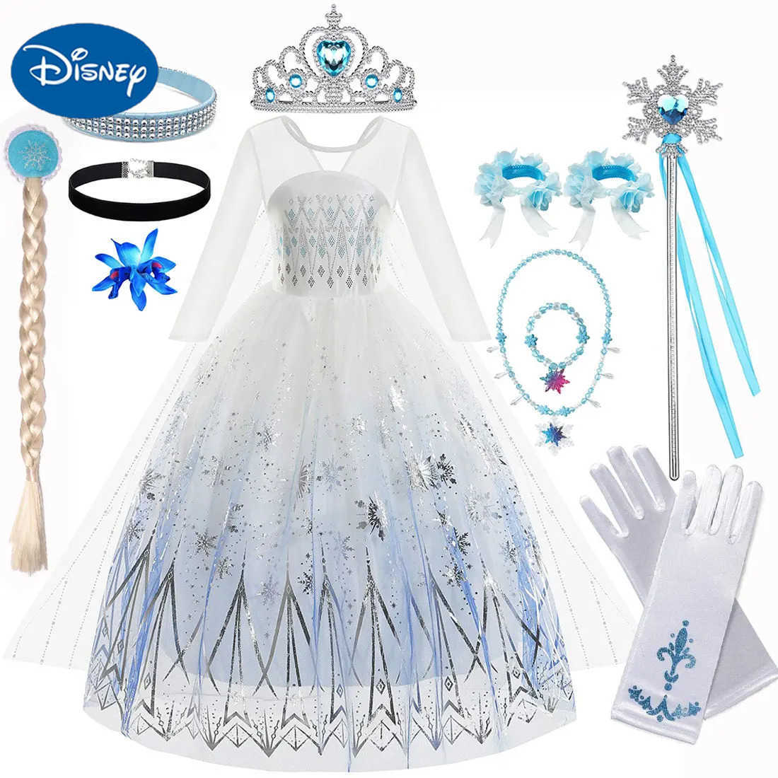 Disney Printing Frozen Costumes for Girls cosplay Elsa princess costume Changbai dress Halloween carnival costume Fire Elf OlafXJ250411
