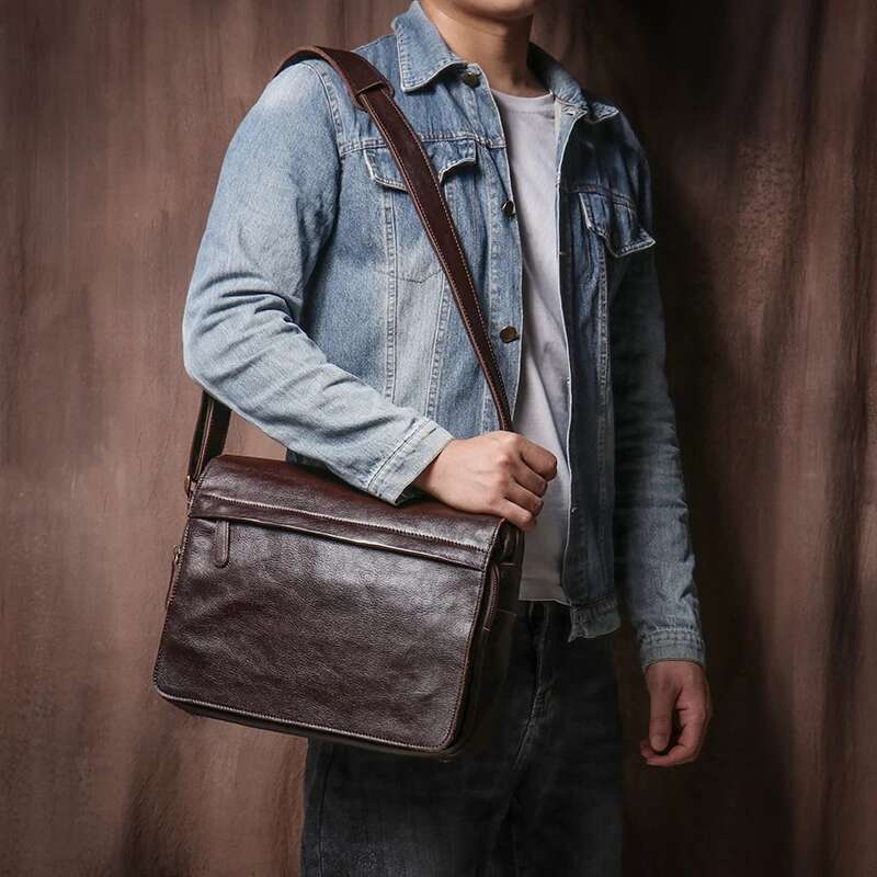 Women's Bags LUOKIR Classic Flap Messenger Casual Real Leather Shoulder Bag Men's Briefcase Crossbody Computer For 13 Inch Laptop