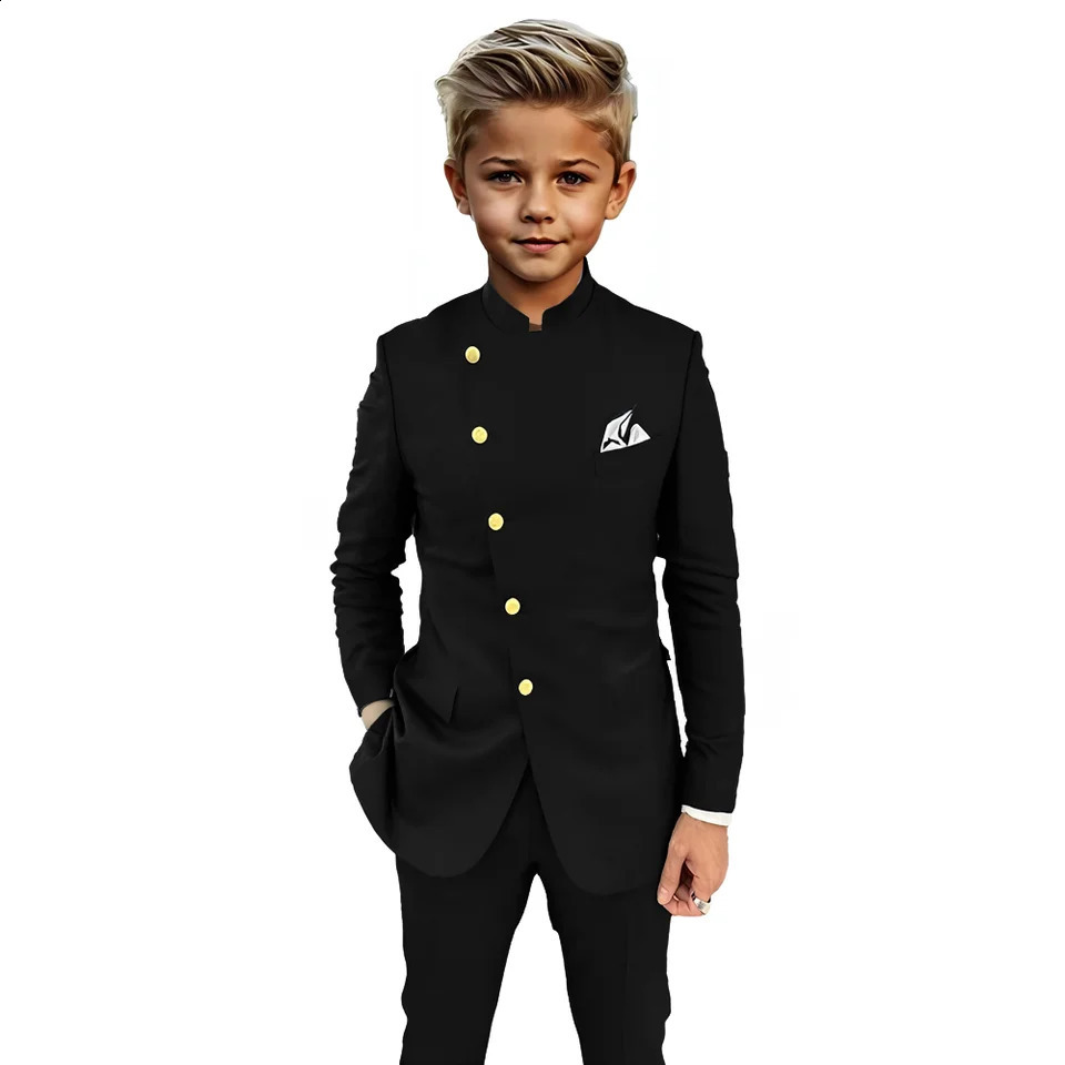 African Style Suit for Kids Classic Boys Suit Wedding Tuxedo 2-piece Set Long Blazer Pants Custom Clothes for Boy 250410